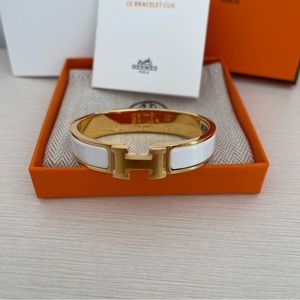 NEW NWT Hermes Clic H Bracelet White PM SIZE